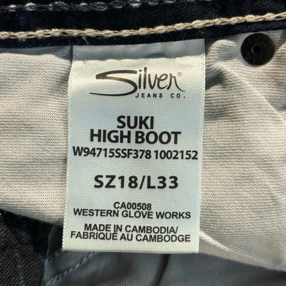 SILVER JEANS Sz 18 Suki High Boot Cut Relaxed Hip High Rise Jeans Denim NEW - Picture 14 of 16